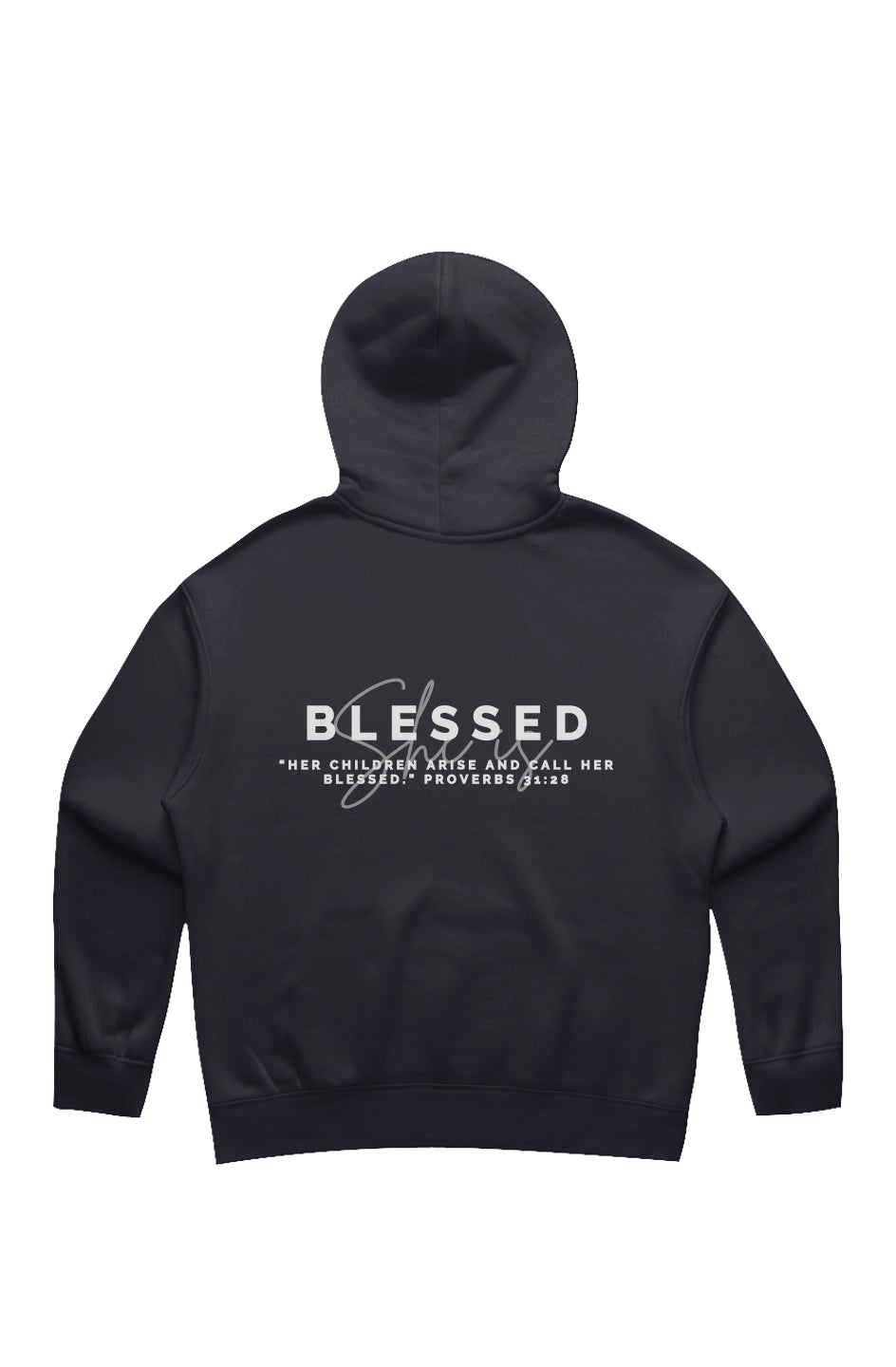 She Is | BLESSED | Relaxed Hoodie (back design)