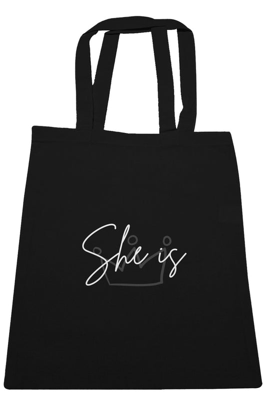 She Is | Large Canvas Tote