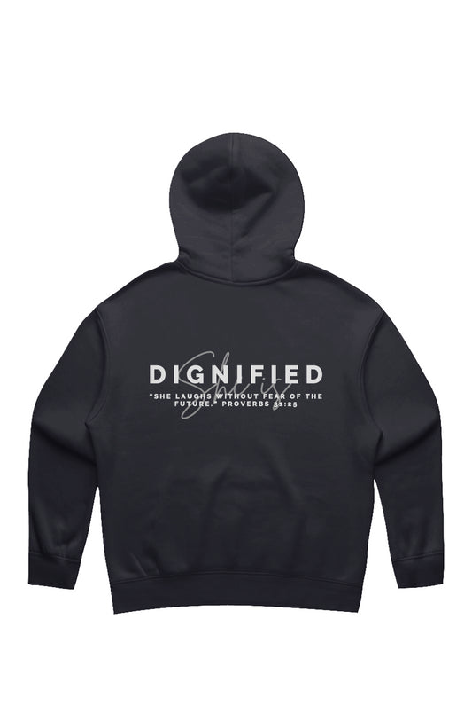 She Is | DIGNIFIED | Relaxed Hoodie (back design)